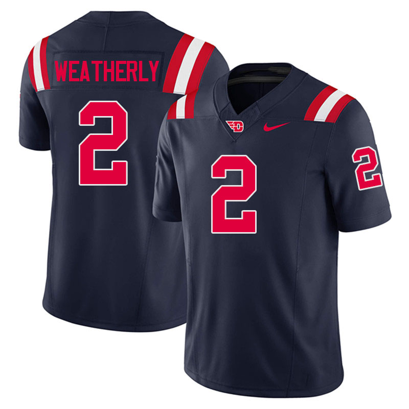 Dayton Flyers #2 Donovan Weatherly College Football Jerseys,Uniforms-Navy